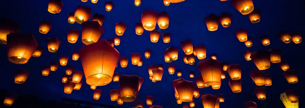 Asian floating shop lanterns