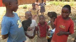 Boys bringing chickens to LSPCA clinic in Malawi