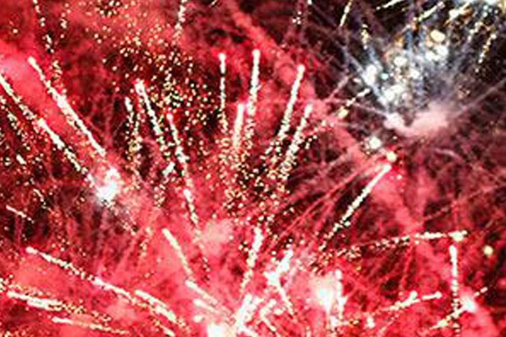 A colourful fireworks display against the night sky.