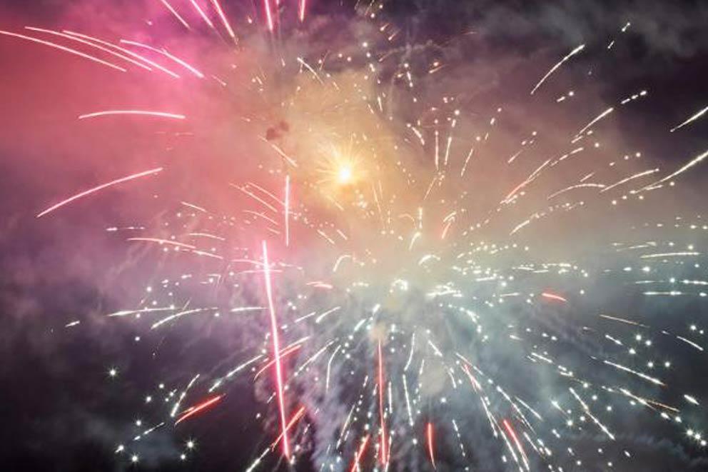 A colourful firework display of sparks.